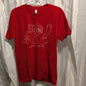 C1 American Apparel Men's Red and White T-shirt Sz Medium